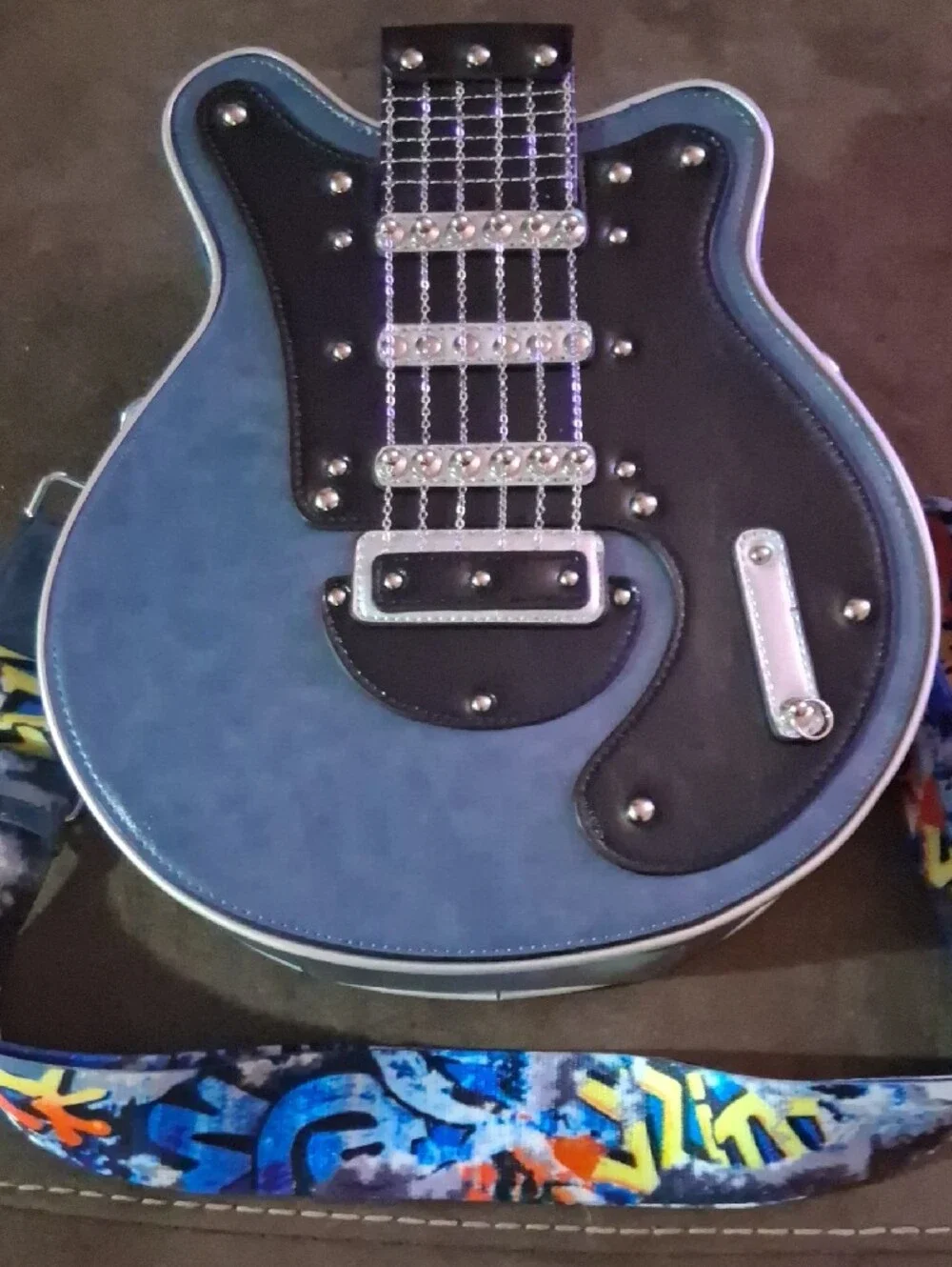 Blue Guitar-Shaped Crossbody Phone Bag - Unbranded